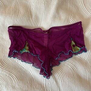 Purple Sheer Lace Women's Intimate Shorts